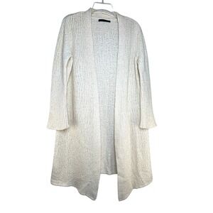 JENNI KAYNE Cardigan Sweater Duster XS Cream Wool Silk Blend Minimalist Luxury
